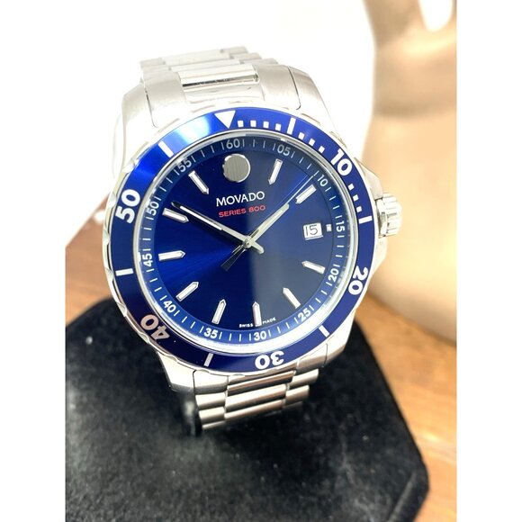 Movado Men's Watch 2600137 Series 800 Swiss Quartz Blue Dial Silver Steel 40mm - Picture 14 of 15